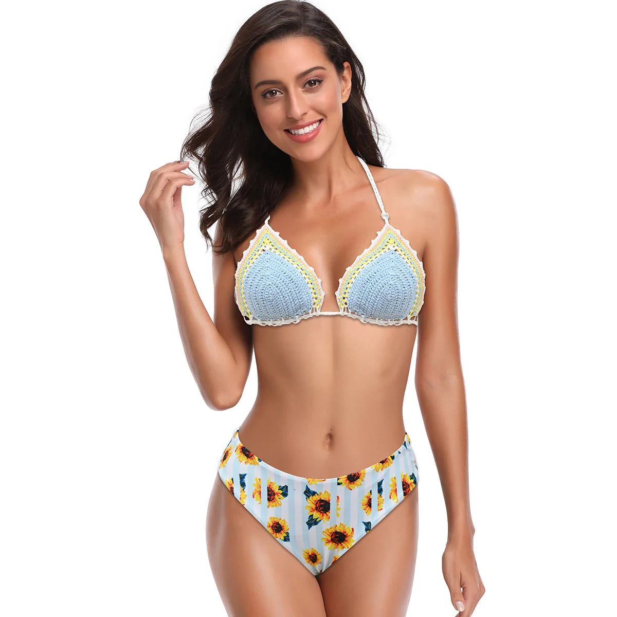 

15 Colors Women's Sexy Handmade Crochet Bikini Set Hollow Beach Push Up Swimwear Tassels Bikini Shorts