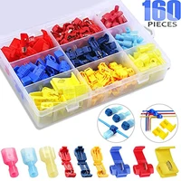 160pcs male mdfnt1 t2 t3 nylon quick splice wire connectors terminals crimp electrical car insulated spade joint cable