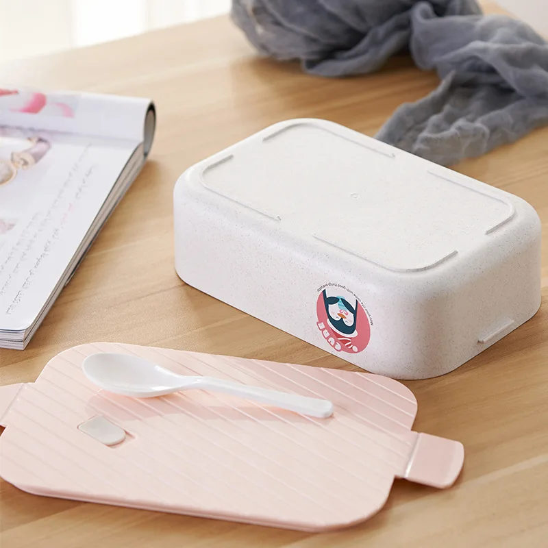 Мультяшный Ланч бокс и ложка 1000/1300 мл герметичный Бенто из пшеничного волокна