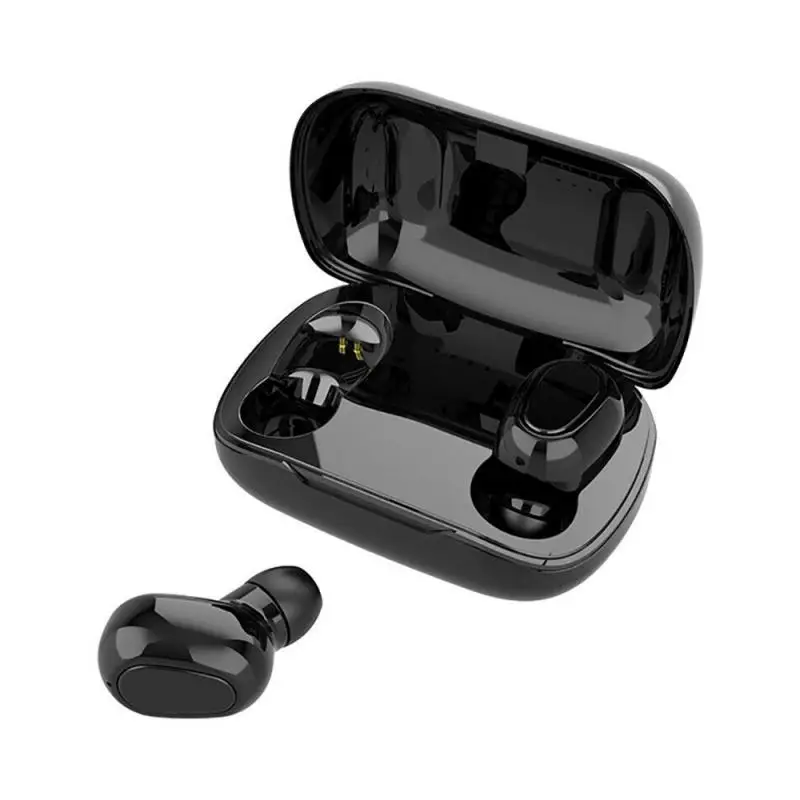 Black L21, TWS, беспроводные Bluetooth наушники, водонепроницаемые, 9D, стерео гарнитура, Bluetooth 5,0, сенсорное управление, наушники, 350 мА/ч, PowerBank, наушники - Цвет: Black