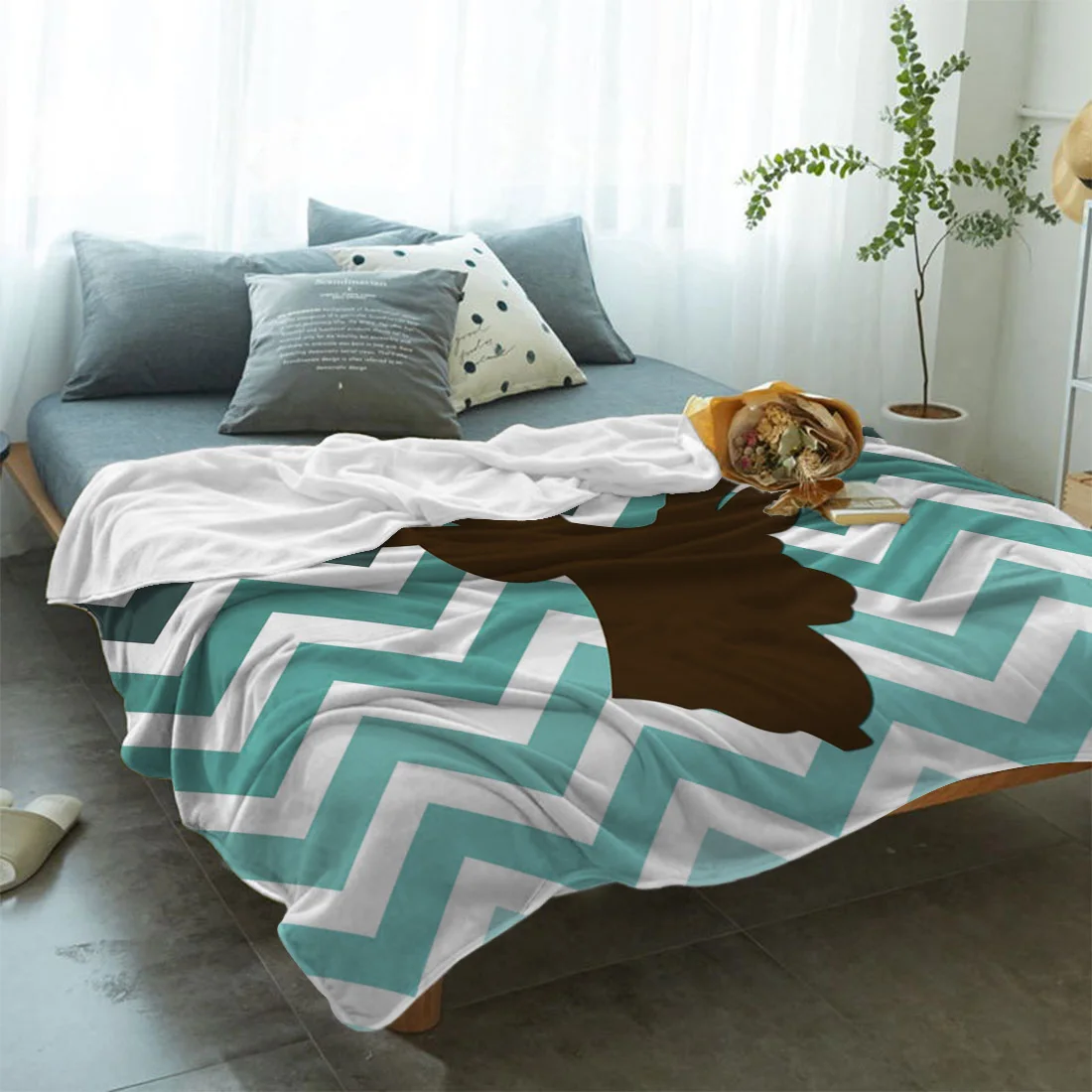 Лося полосы градиент белый фон покрывало одеяло флисовый плед морщин стойкие