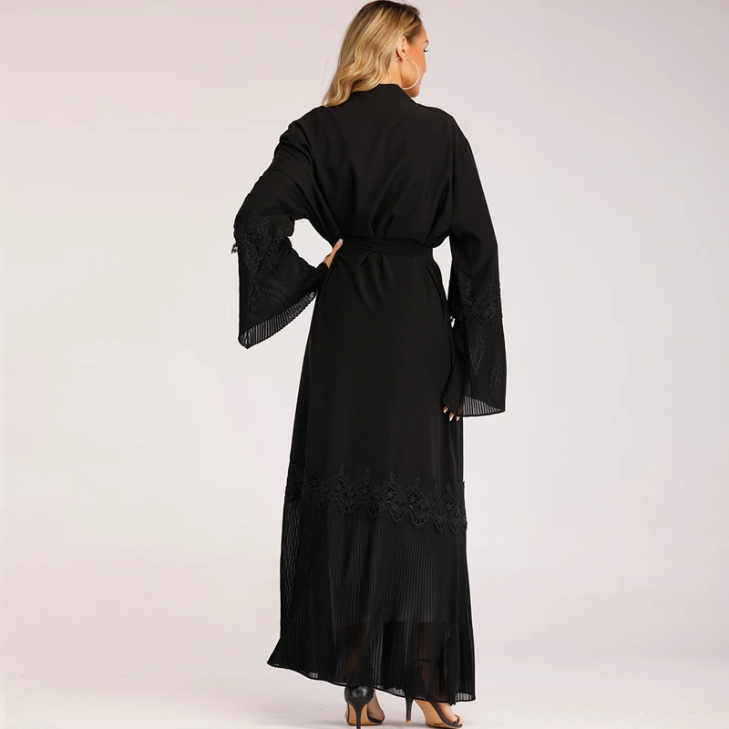 Abaya кимоно кафтан Малайзия плиссированный мусульманский кардиган хиджаб женское