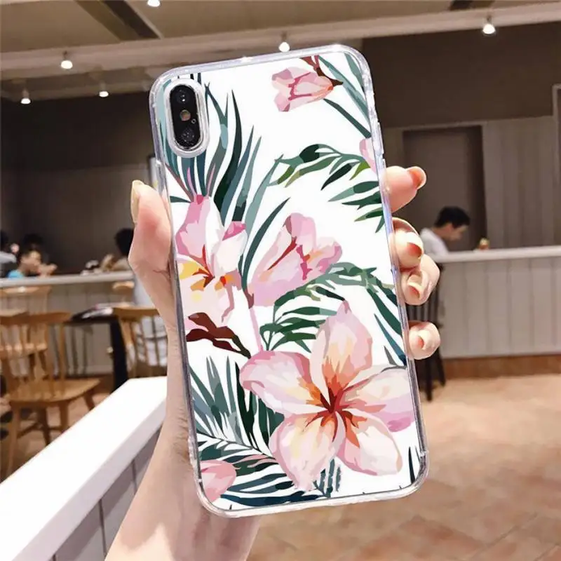 

Retro Floral Leaf Phone Case Transparent soft For iphone 5 5s 5c se 6 6s 7 8 11 12 plus mini x xs xr pro max