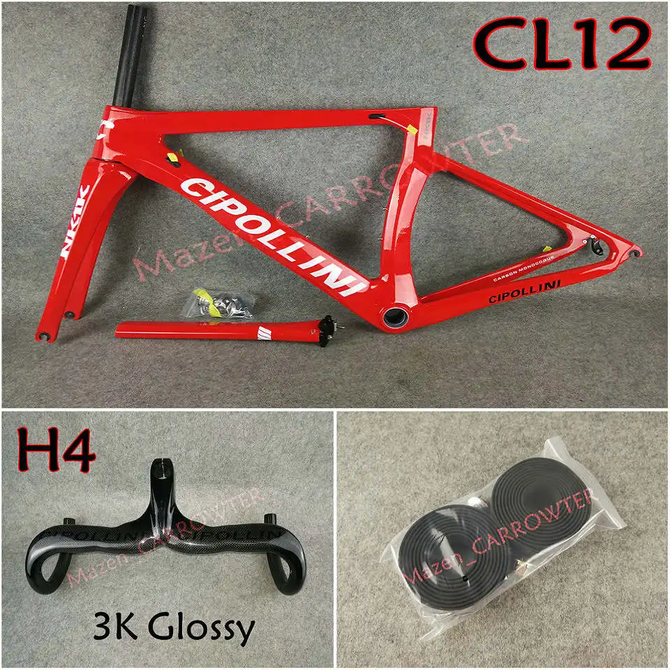 Package 5 Красный с белым логотипом T1000 3K Cipollini NK1K карбоновые рамы для дорожного велосипеда, руль, седло для бутылки, клетки 50 мм, карбоновые колеса A271, ступицы - Цвет: Package 5