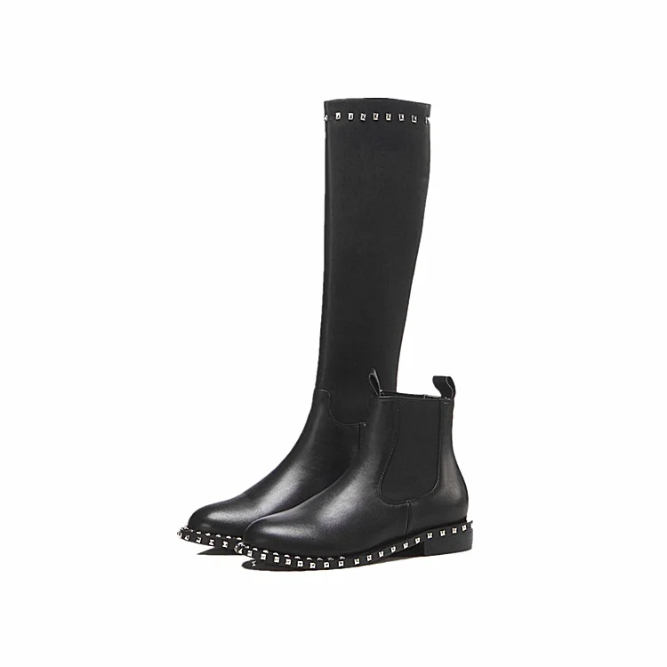 

side zipper straight metal rider heel leather high low leg women's boots large