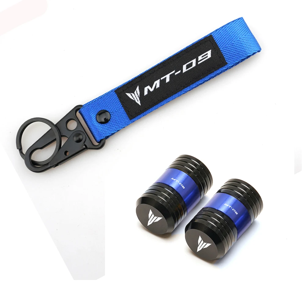

Motorcycle Accessories Wheel Tire Valve Stem Caps Covers&Embroidery Keychain Keyring For Yamaha MT09 MT-09 FZ09 2013-2021