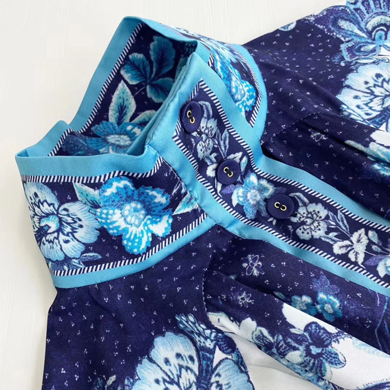 

Gedivoen Fashion Runway Spring Autumn Dress Women Stand Collar Print Lace Up A Line Dress Party Short Mini Dresses Vestidos