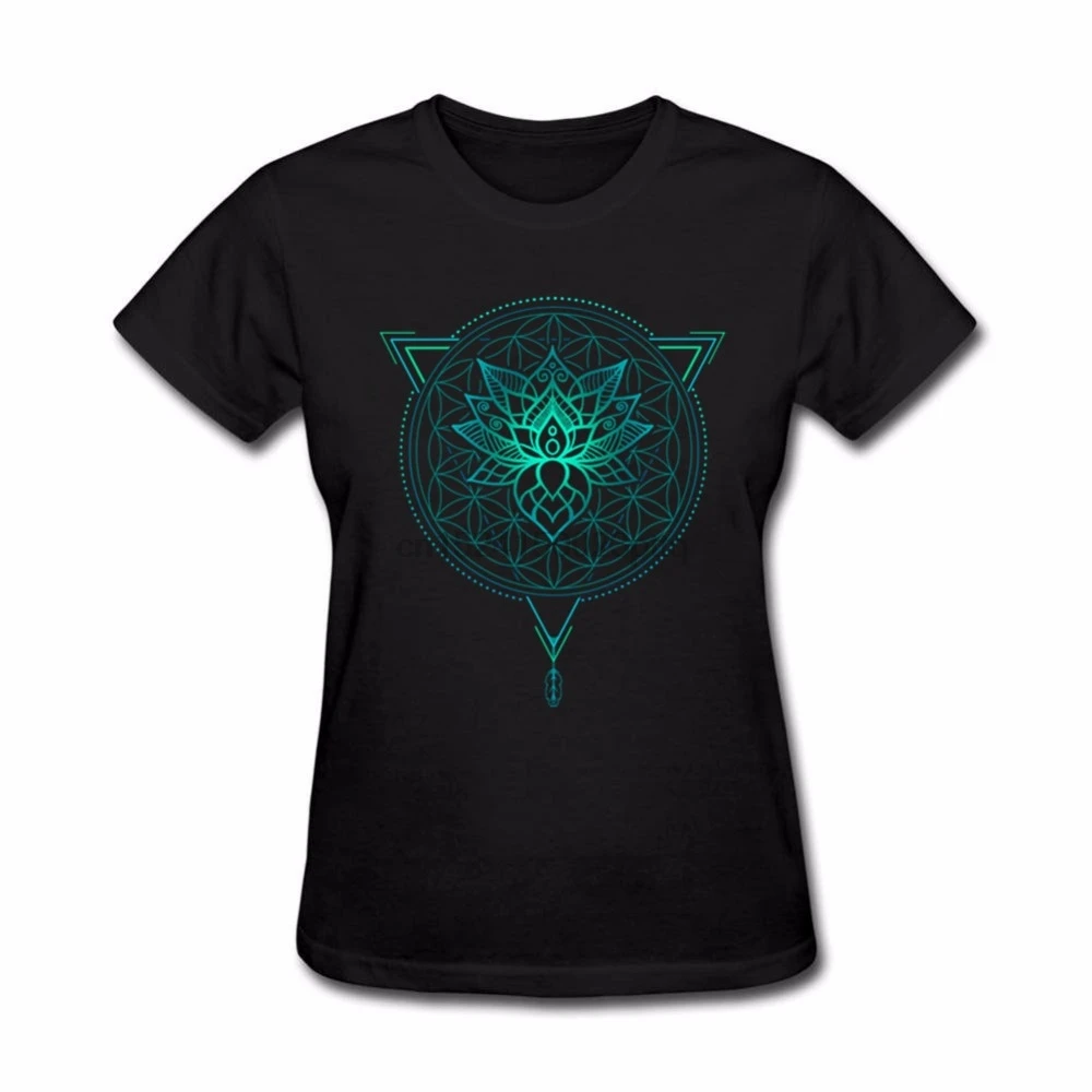 Геометрическая футболка для женщин цветок лотоса жизни Мандала в геометрическом