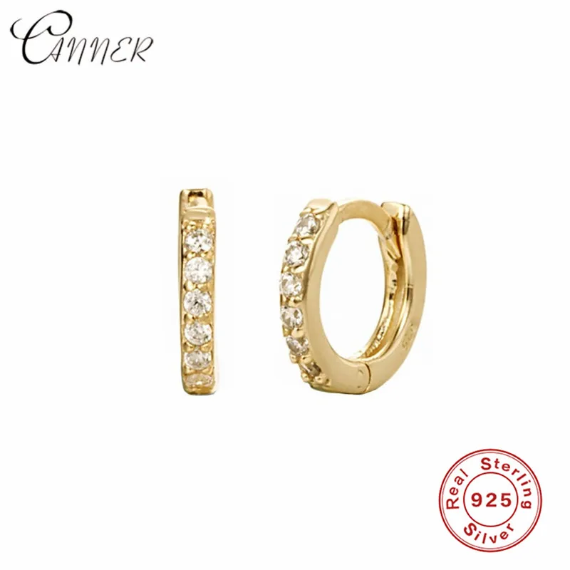 Женские серьги-гвоздики CANNER маленькие круглые серьги из серебра 100% пробы с