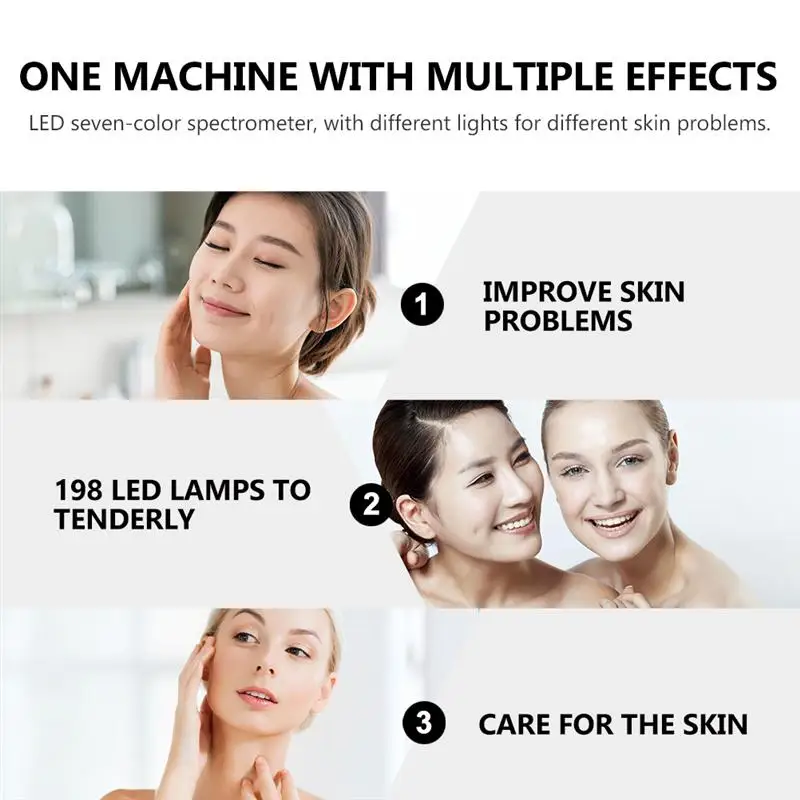 

1 Set of Remote Control Wireless 7 Color Light Mask for Skin Therapy Face