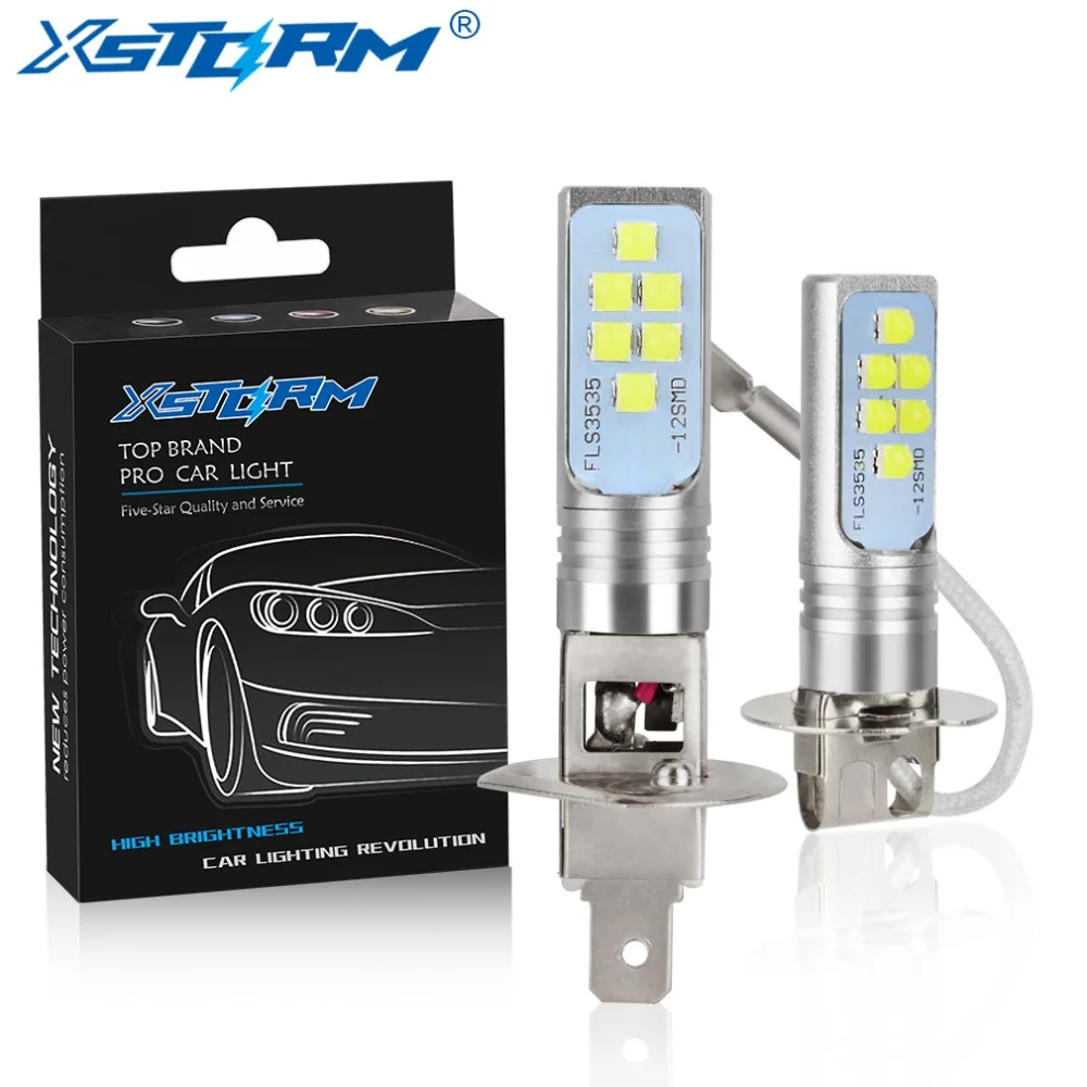 

2Pcs H1 H3 LED Bulb Super Bright 12 3535SMD Car Fog Lights 12V 24V 6000K White Driving Day Running Lamp Auto