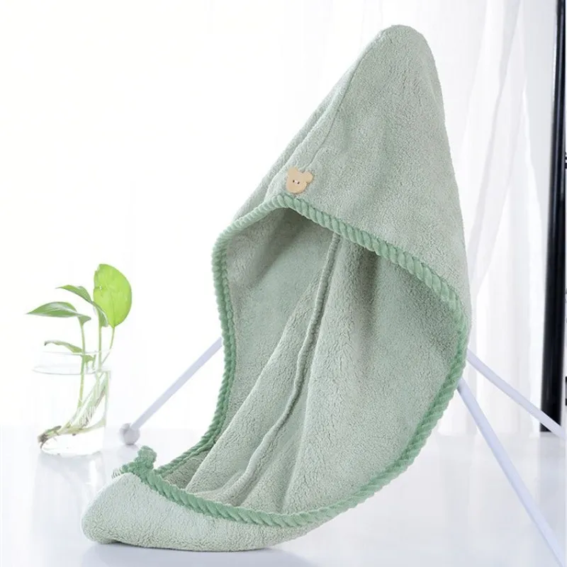 Light green Волшебное полотенце для сушки волос, шапка из микрофибры, Быстросохнущий тюрбан для ванны, душа, бассейна, машинная стирка, колпачок(скидка более 30 шт - Цвет: Light green