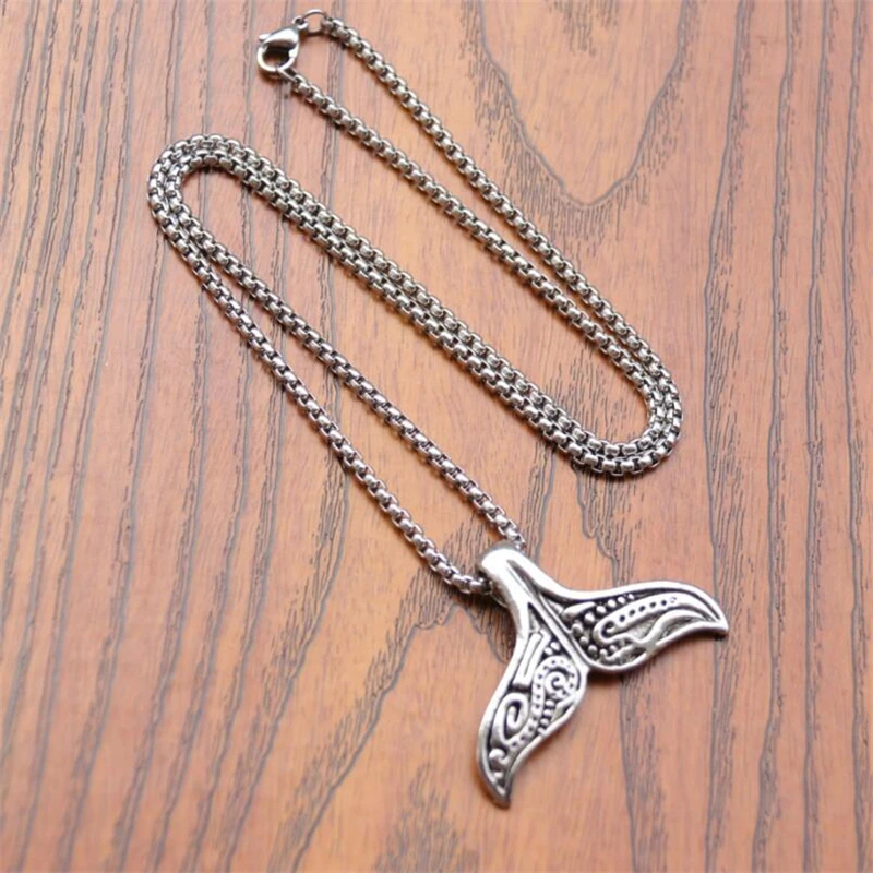 Винтажная серебряная подвеска в виде рыбьего хвоста Кита ожерелье подвески