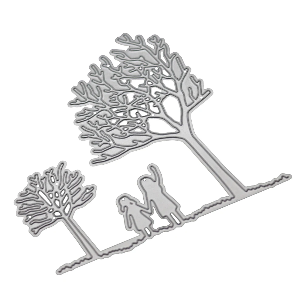 2 девочки под деревом металлические режущие штампы 2019 трафареты для рукоделия