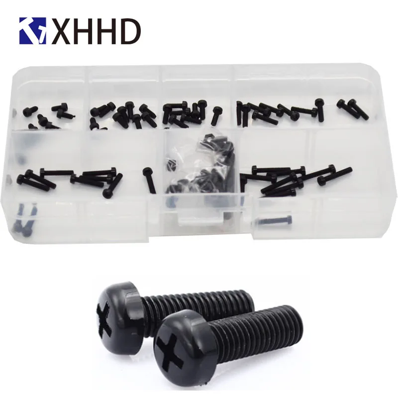 M2 черный нейлоновый круглый Винт с полукруглой головкой пластиковые