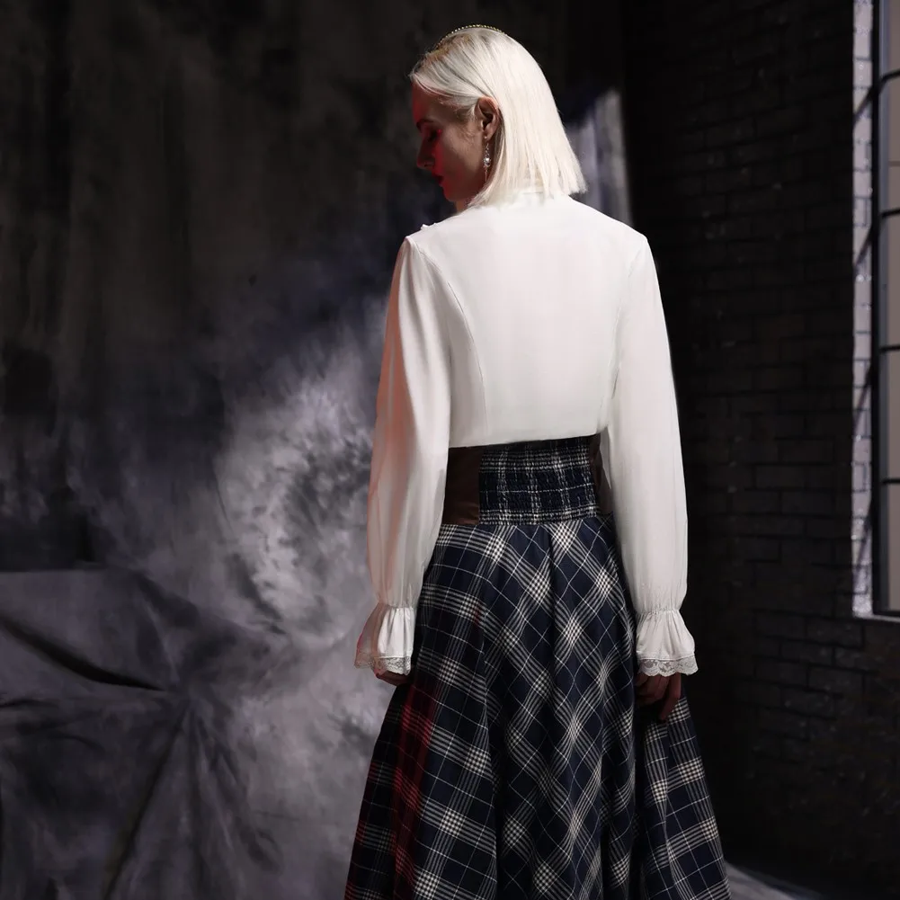 Женская винтажная блузка в викторианском стиле SD рубашка с оборками и длинными