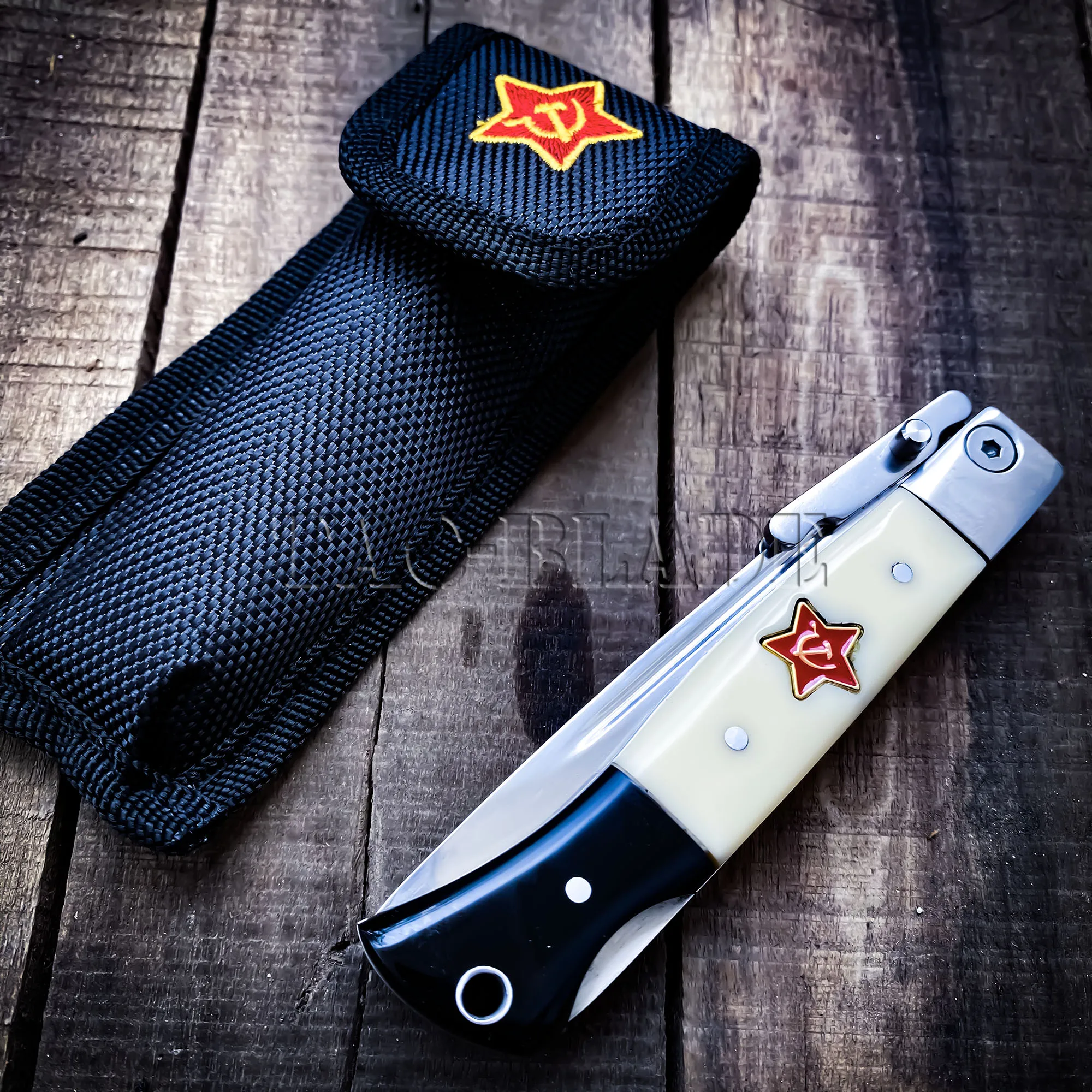 

EDC Pocket Knife Black and White Resin Handle - 440C Blade Mirror Finish - Manual Folding Knife Outdoor Camping Fishing Messer