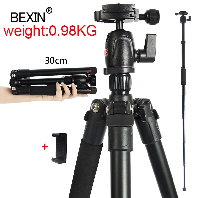 

BEXIN MS12 Travel Lightweight Tripod Aluminum Alloy 5-section Retractable Tripod Monopod for Digital SLR Camera Smartphone