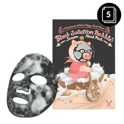 Elizavecca ведьма Piggy Hell-Pore черный раствор пузырчатая сыворотка маска упаковка 5ea