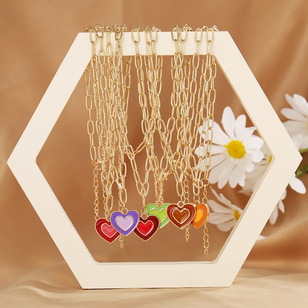 

The New Ms Contracted Jewelry Necklace Lovely Maiden Wind Drip Double Love