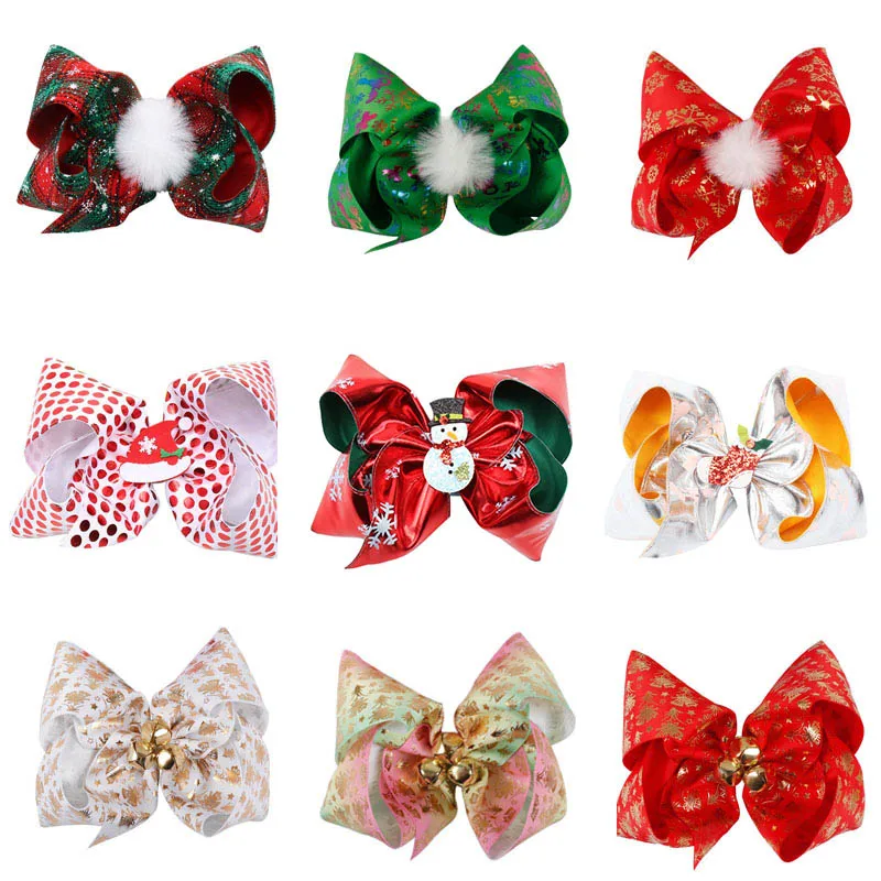 

Christmas Hair Accessories For Girls Santa hat Ribbon Hairbows Baby Girl Hairclips Lovely Natal party Hair Clips Barrettes