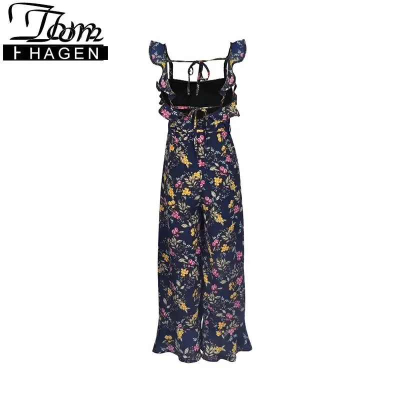 Летний повседневный комбинезон с цветочным принтом для женщин сексуальный