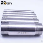 Соединение для воды 18 дюйма 14 дюйма 38 дюйма 12 дюйма 34 дюйма 1 дюйм 1-14 дюйма 1-12 дюйма 1-100 дюйма наружная X наружная резьба, фитинги для труб из нержавеющей стали SS304, длина мм