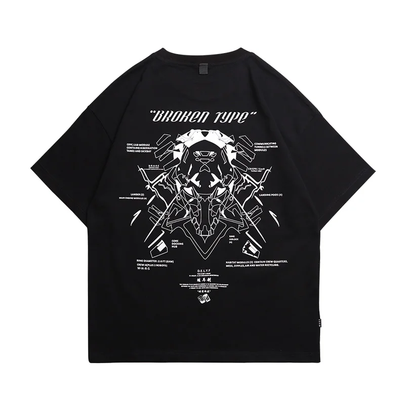WHYWORKS 20SS Techwear графическая черная футболка сломанная модель в стиле хип хоп панк