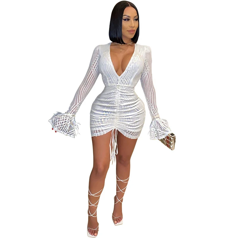 

Fashion Sexy Sequin Mini Short Dresses Women Casual Bodycon Short Party Elegant Dress vestido de mujer 2021 robe