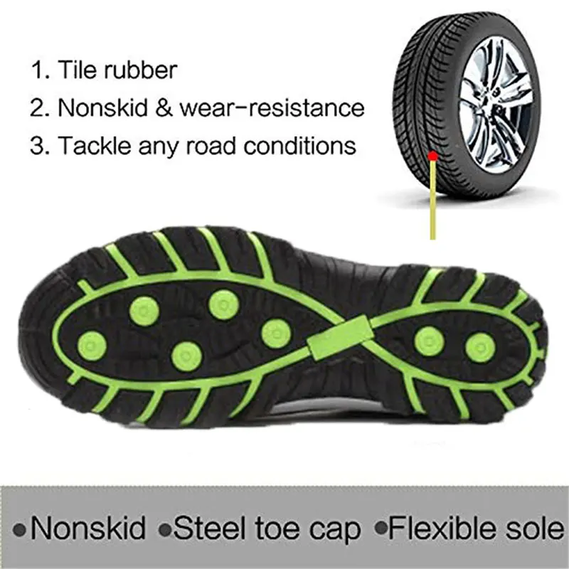 Мужские рабочие кроссовки SUADEEX дышащие со стальным носком и защитой от проколов