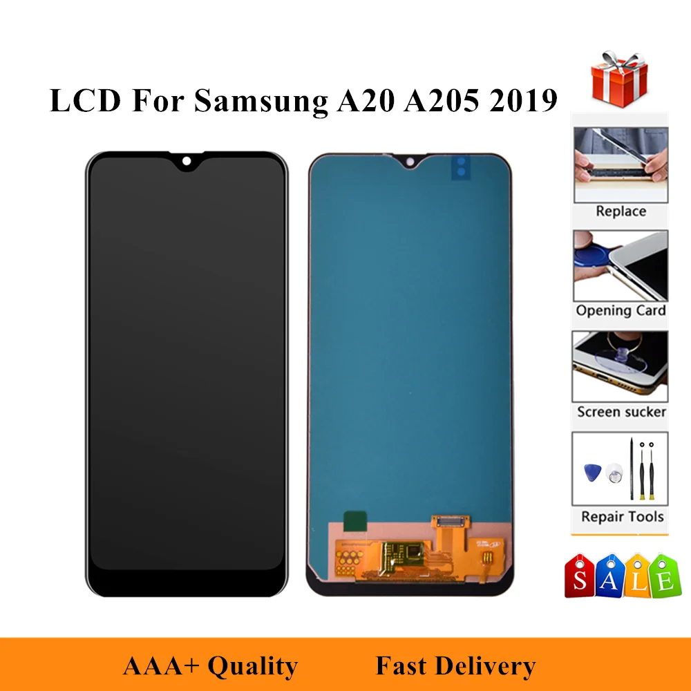 

LCD Display For SAMSUNG Galaxy A20 2019 SM-A205 A205F A205G A205F/DS Touch Screen Digitizer Assembly Repacement Parts+Tools