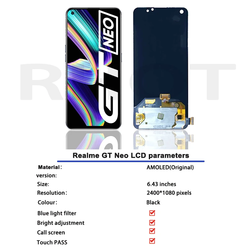 6 43 original super amoled display for realme gt neo lcd touch screen digitizer assembly for oppo realme gt neo rmx3031 display free global shipping