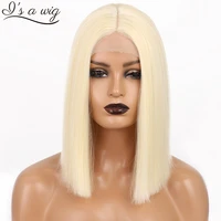 is a wig 613 blonde synthetic wigs short straight bob wigs for women middle part nature black red pink orange cosplay hairs