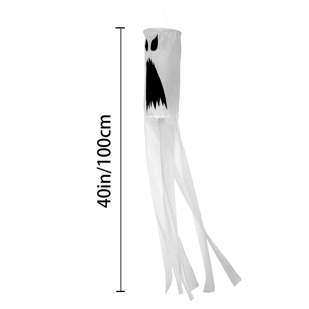 

2Pcs Halloween Flag Windsock Outdoor Hanging Decoration Ghost Windsock for Front Yard Patio Lawn Garden Party Decor