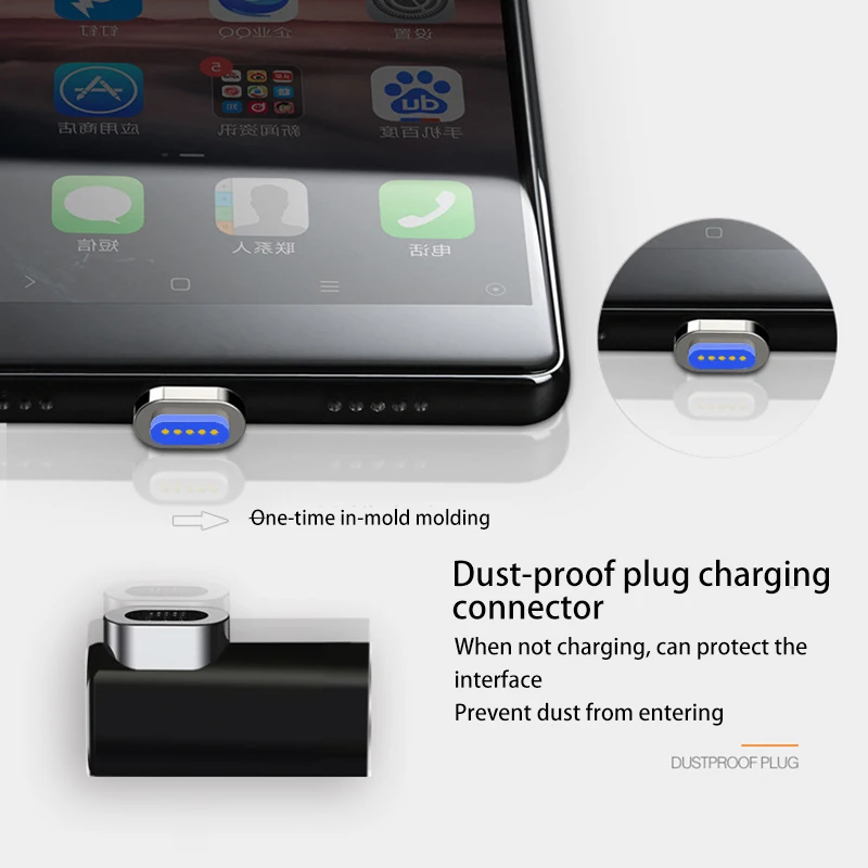 4.3A Магнитный USB-C для USB-C type C зарядный адаптер 90 градусов изгиб Анти-пыль разъем адаптера для Macbook Pro