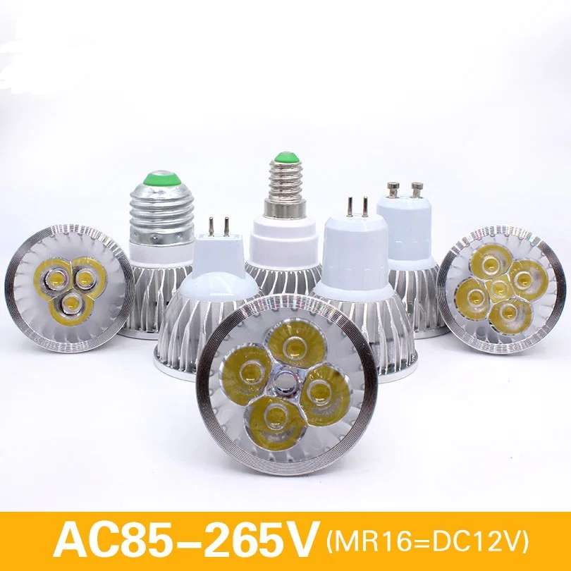 Лампада светодиодный лампы E27 E14 GU5.3 GU10 AC110V 220 Bombillas светильник Точечный MR16 DC12V Lampara