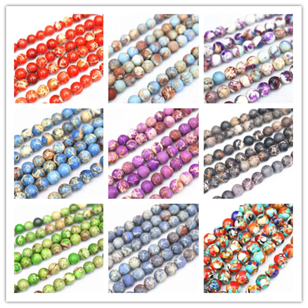 Оптовая продажа бусин из морских осадок Jaspers 4 12 мм Гладкие бусины Aqua Terra Jaspers.