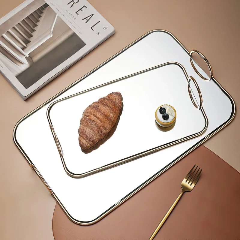 

Metal Mirror Storage Tray Nordic INS Phnom Penh Binaural Storage Tray Jewelry Cosmetics Bathroom Supplies Storage Hotel Home