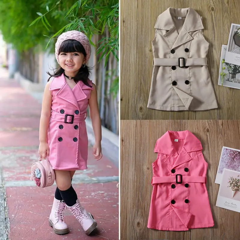 Плащ для маленьких девочек однотонная ветровка без рукавов красный и хаки плащ