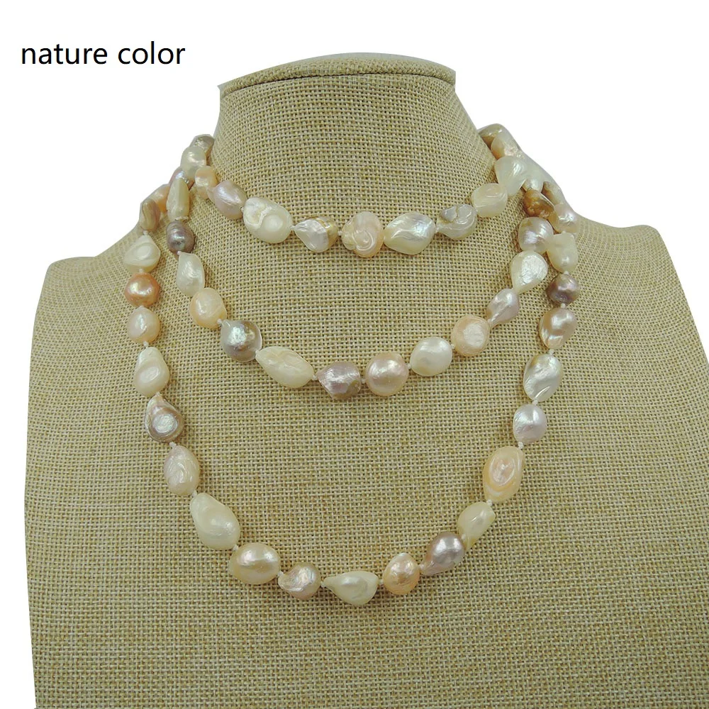 Бесплатная доставка 100% натуральный пресноводный жемчуг длинное ожерелье-120 см в