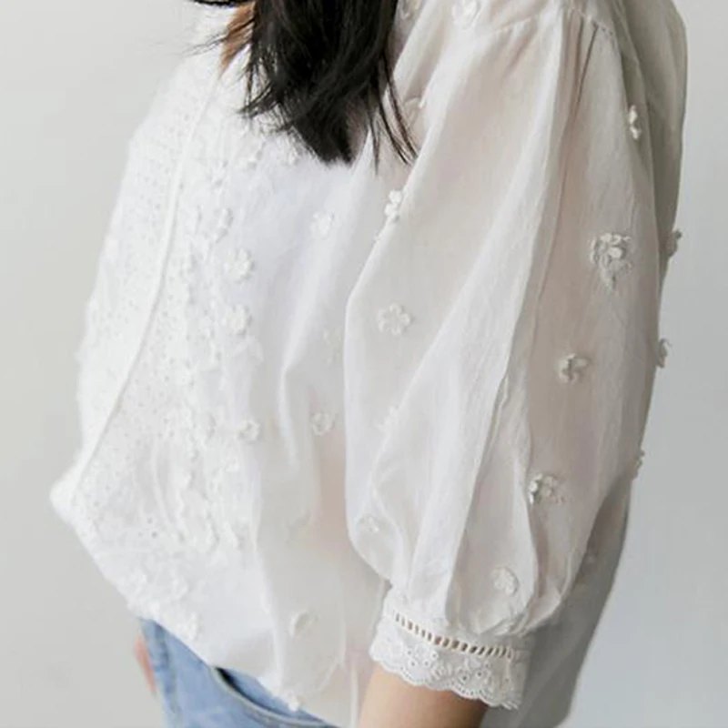 Mozuleva элегантное белое платье с v-образным вырезом и вышитыми цветами блуза