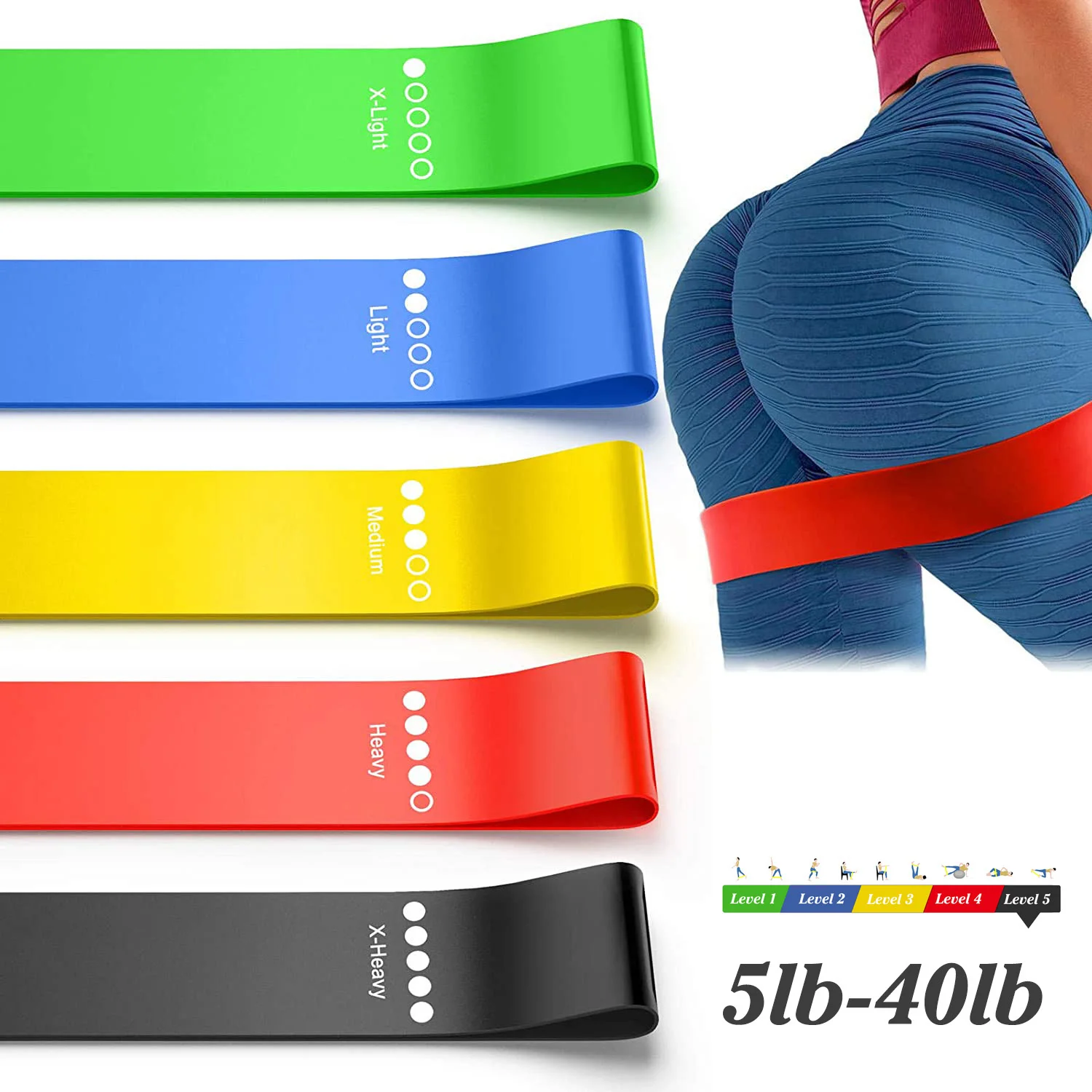 

Yoga Resistance Rubber Bands Fitness Elastic Bands 5-40LBS Training Fitness Gum Pilates Sport Crossfit Workout Equipment