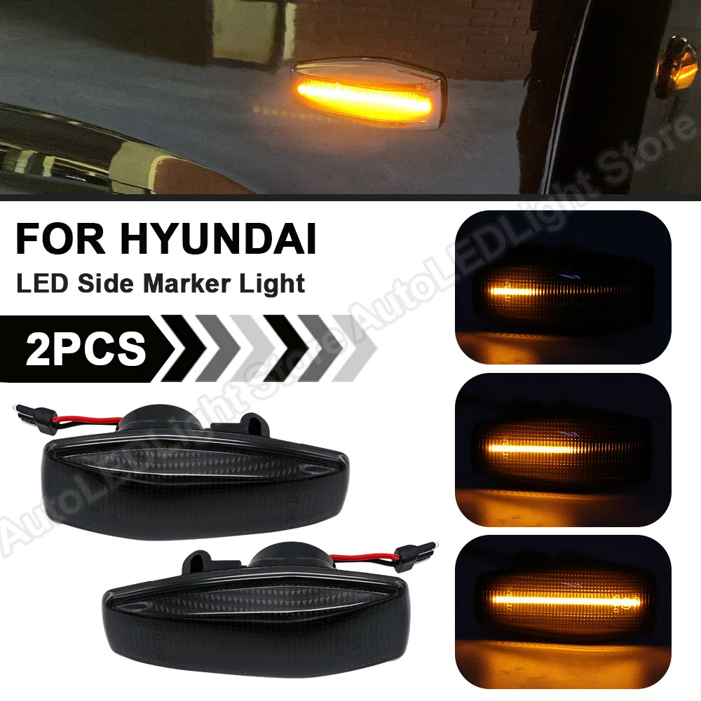 

2Pc For Hyundai Sonata Tucson Elantra Kia Rio MK2 Sportage Dynamic LED Fender Side Marker Light Turn Signal Lamp Indicator Light