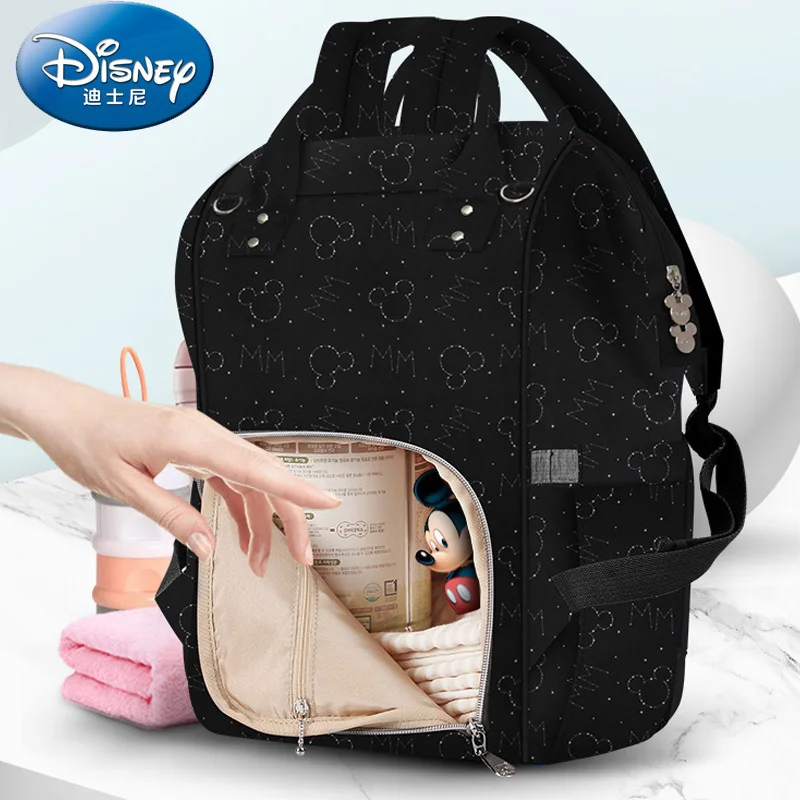 Disney Diaper Bag Backpack USB Bottle Insulation Bags Minnie Mickey Big Capacity Travel Oxford Feeding Baby Mummy Handbag images - 6
