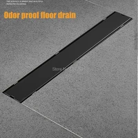 toilet black invisible long floor drain 40cm 50cm 60cm sus304 stainless steel deep water sealed deodorant floor drain