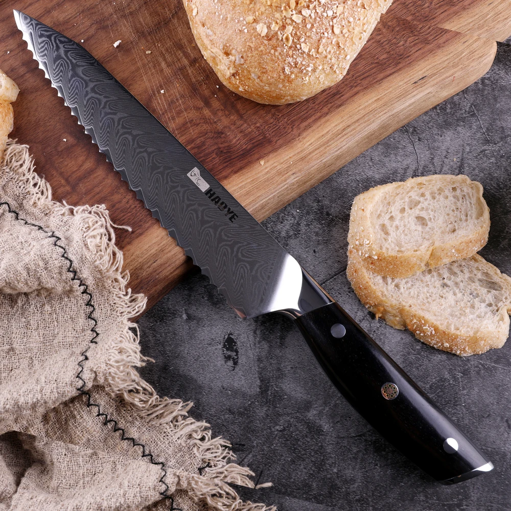 Дамасский нож для хлеба 8 дюймов профессиональный инструмент приготовления