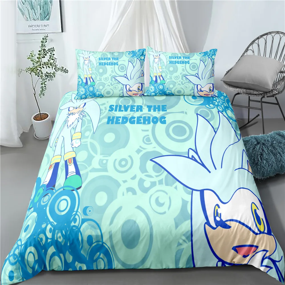 

Cartoon Sonic The Hedgehog 3d Printed Bedding Set Cartoon Children Duvet Cover Set with Pillowcase Twin Single Double Bed Sets