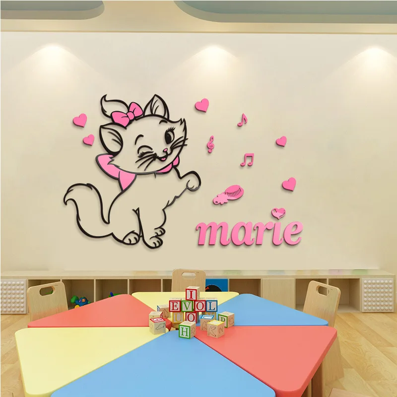 DIY Marie Cat 3D стереоскопические наклейки на стену для детской комнаты Акриловые