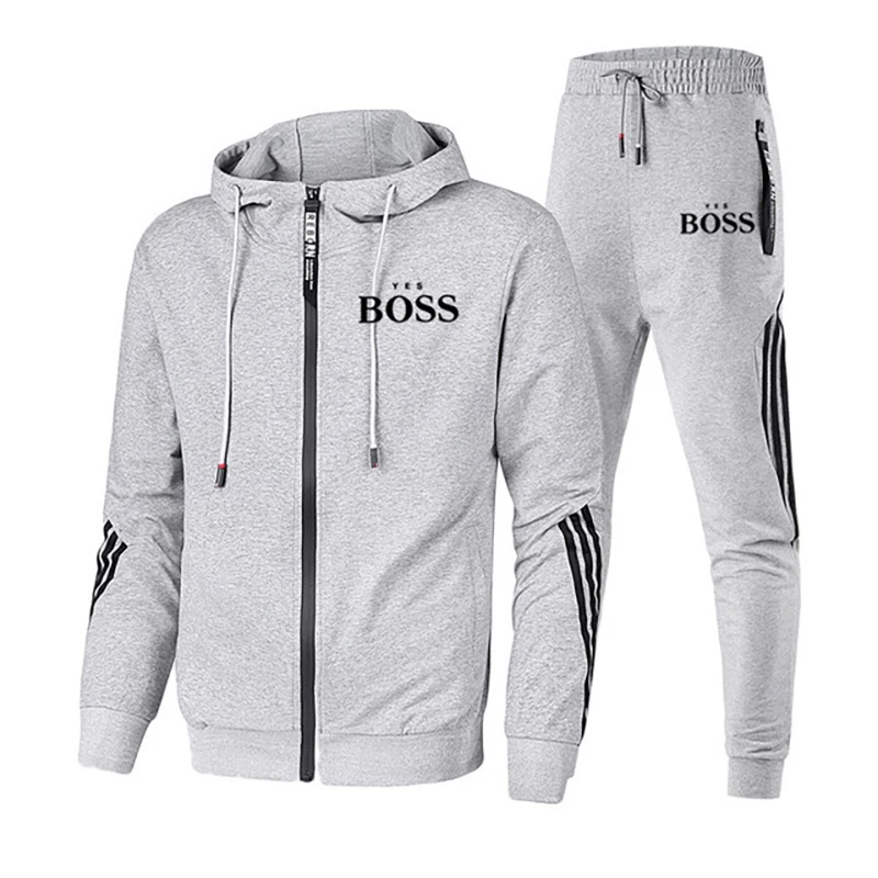 

Free shipping new suit 2020 men's suit zipper breathable sweatshirt sweatpants sports suit men's sports fitness apparel