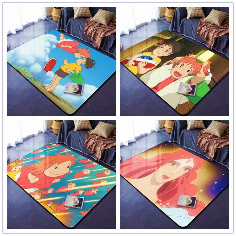 Мультяшный студийный напольный коврик ghilii Ponyo на скале с золотой рыбкой для двери